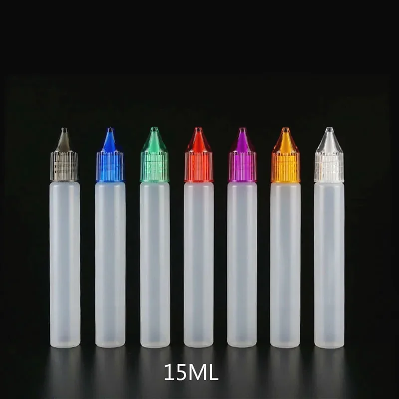 

5 шт. пустая емкость игольная бутылка 10 мл/15 мл полиэтиленовая бутылка для хранения электронной жидкости сжимаемая бутылка-капельница разные цвета