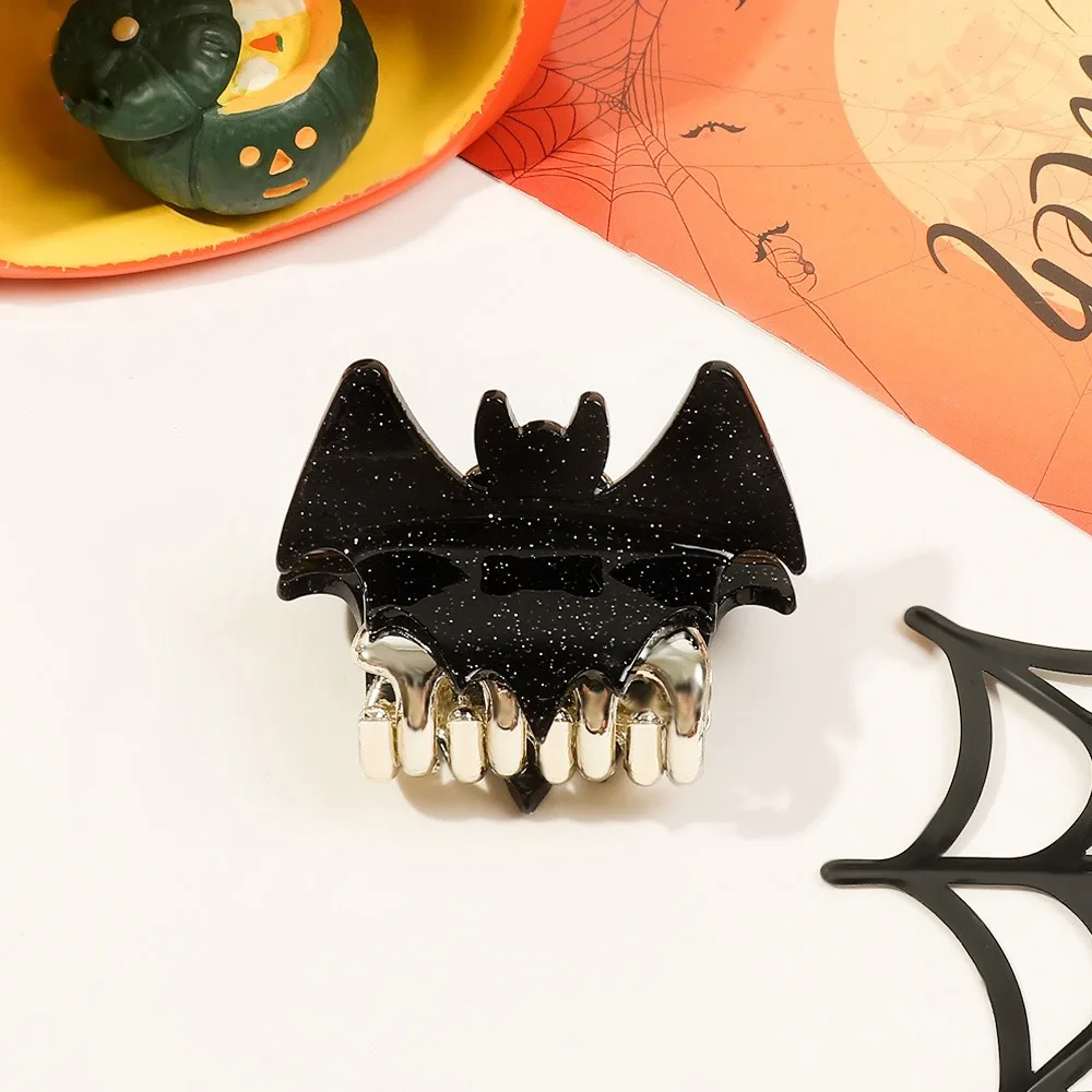 Fashion Y2K Halloween Bat Hair Claw Dazzling Colors Alloy Shiny Acrylic Shark Clip Medium Gothic Style Bat Wings Hair Claw Party