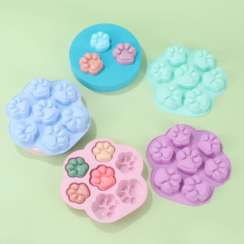 Paw Print Silicone Mold Dog Cat Animal Paw Mould For Candy Fondant Chocolate Jelly Pudding Soap Ice Cube Tray Dog Cat Treats