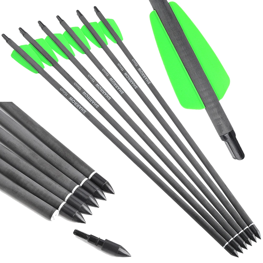 

6/12 шт., охотничья стрела для стрельбы из лука, 7,5/15 дюймов, позвоночник 400 ID 6,2 мм, арбалетные болты, 2 дюйма, резиновые лопасти, лук, стрелы для уличной стрельбы по мишеням