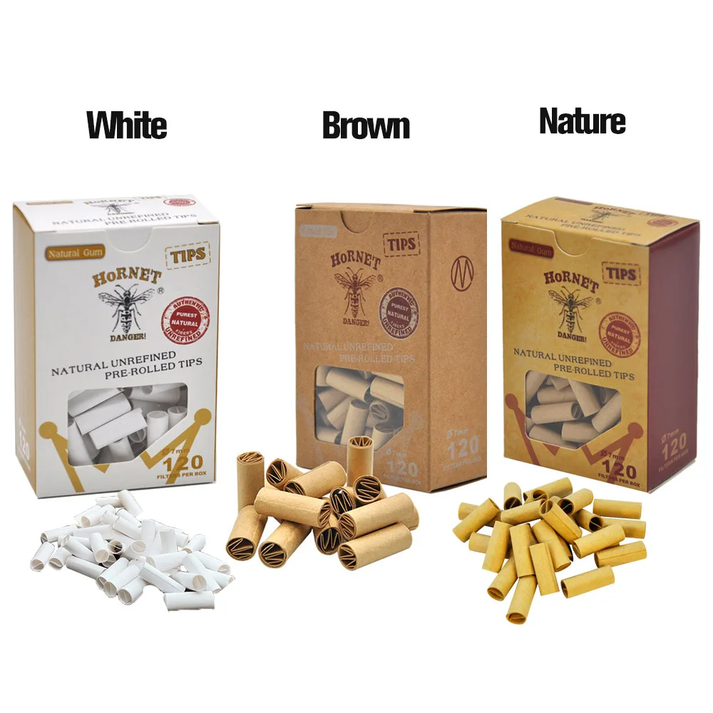 

HORNET DANGER 120x/100x/50x Pre Rolled Natural Unrefined Cigarette Filter Rolling Tips 7MM Rolling Filters Accessories