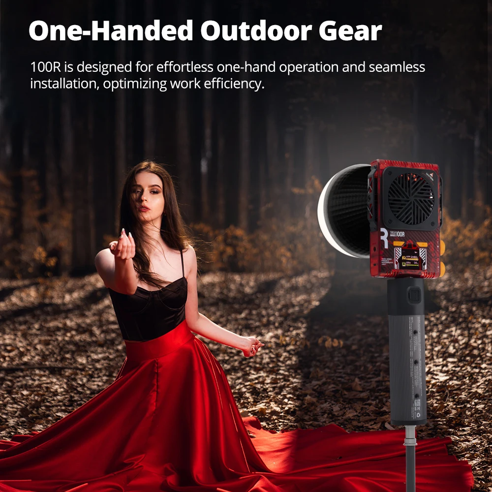 AMBITFUL Q100R LED Video Light 100W 2700K-6500K Bi-color Version CRI 96+ TLCI 95+ Portable Pocket LED Light Control with APP