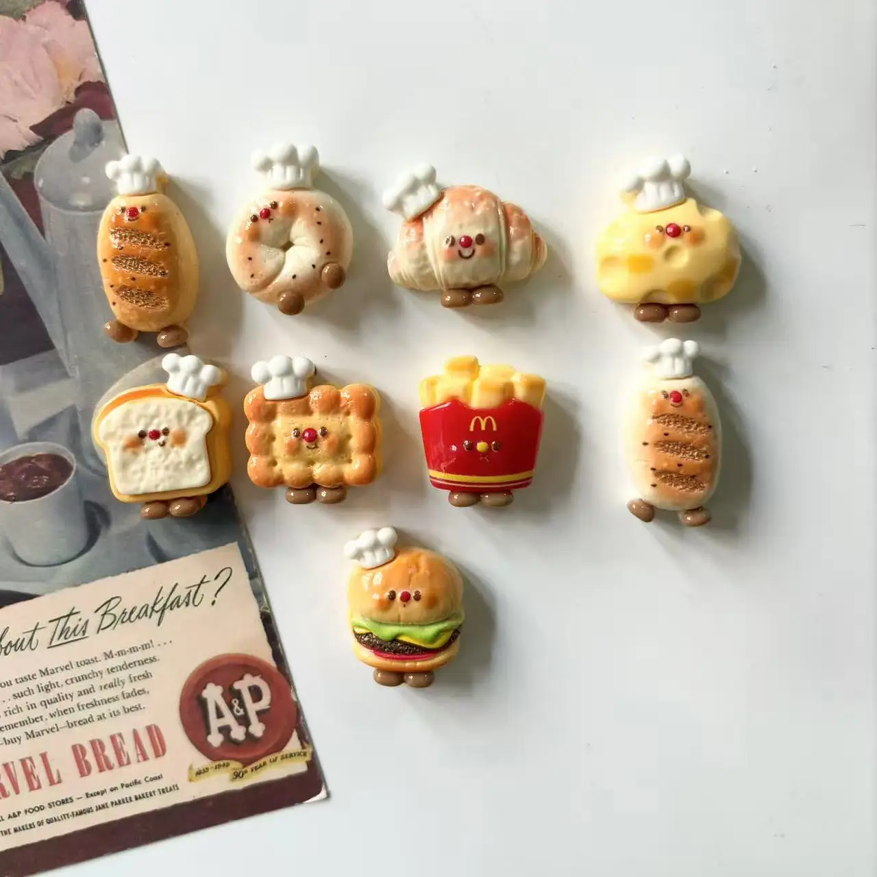 9Pcs Hamburgers and French fries fridge magnet - cute fridge magnet gift for everyone