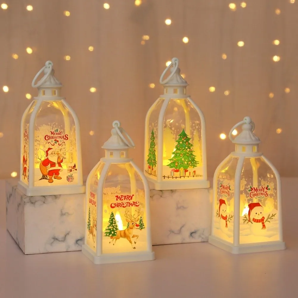 Warm Glow Christmas Lantern Plastic Shell Hanging Ring LED Candle Lamp Flame Effect Lightweight Design Xmas Night Light