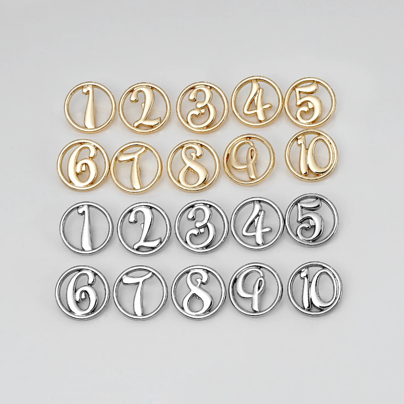 

Pack of 1-10 Metal Number Decorative Buttons Numerals for Crafting And DIY Projects