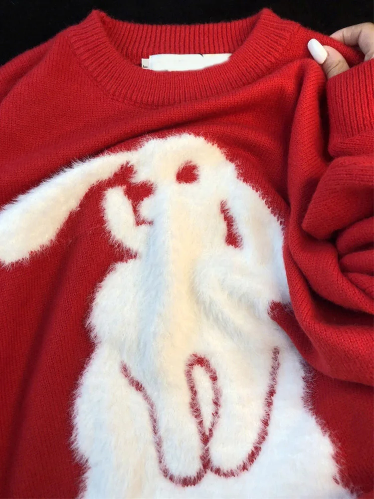 

Red Rabbit Knitted Base irt Women's Spring Autumn Loose Slimming Sweater Outerwear Design Sensation Straight Tube Sle