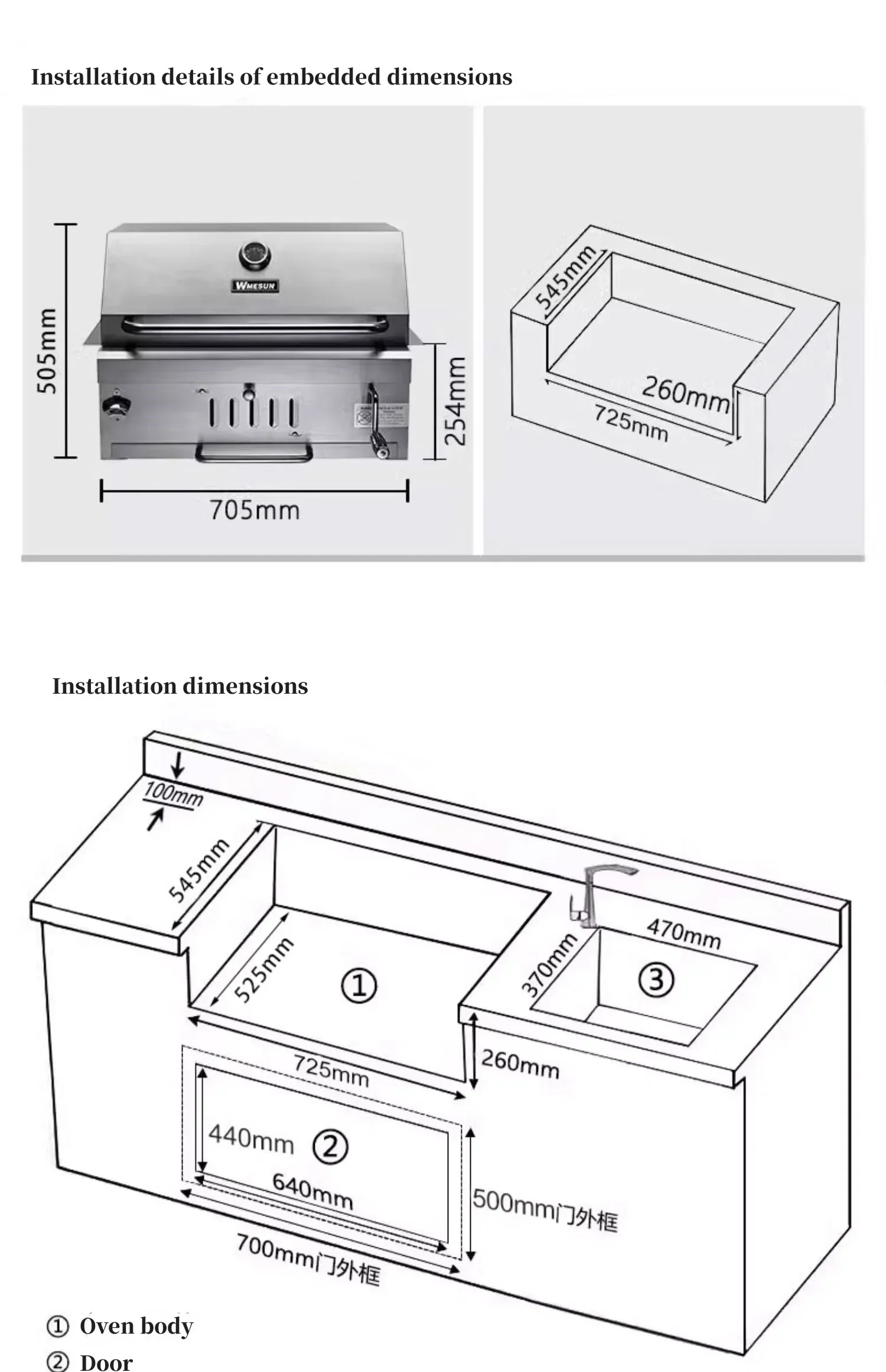 Embedded Barbecue Stove, Outdoor Charcoal Barbecue Table, Villa Courtyard, Stainless Steel Barbecue Rack