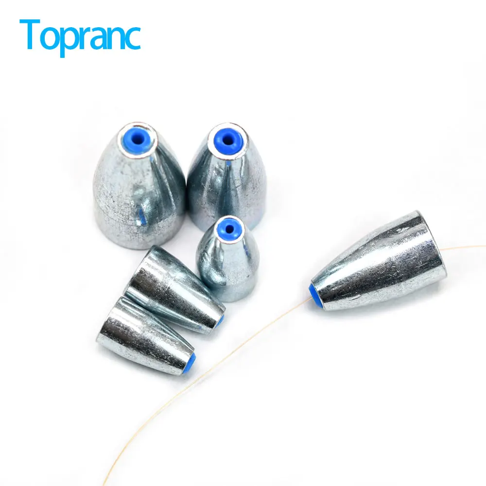 Topranc 10Pcs 3.5g/5g/7g/10g/14g/20g Carbon Steel Alloy Fishing Sinker Built in Plastic Sinkers Smooth Core Fishing Accessories