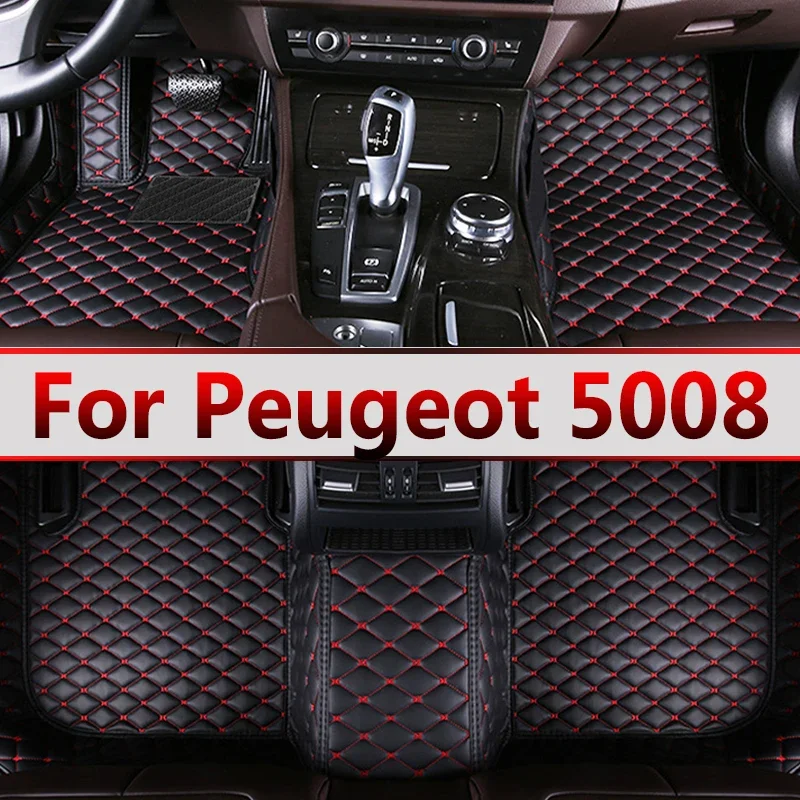 Car Mats Floor For Peugeot 5008 P87 2017~2023 7seat Luxury Leather Mat    Universal Waterproof Cocho  Accessories