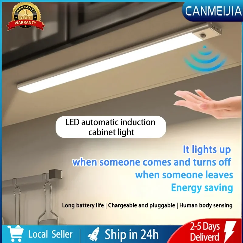 LED Motion Sensor Light Cabinet Lamp Wireless Dimmable LED Wall Lights Type-C Rechargeable Lights Kitchen Wardrobe Closet Aisle