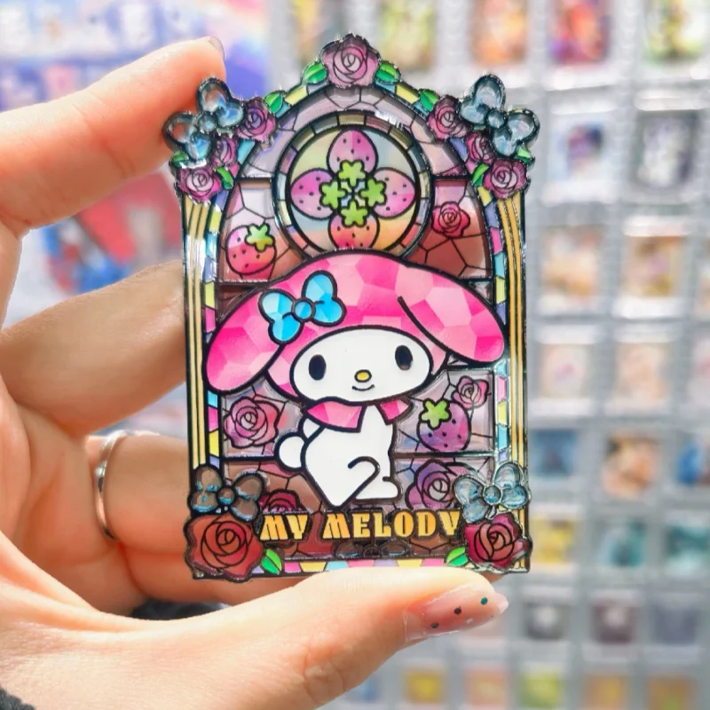 KAYOU Sanriso Family Stained Glass Badge Blind Box HelloKittys Kuromi Cinnamoroll Enamel Pin Collectible Pins for Fans