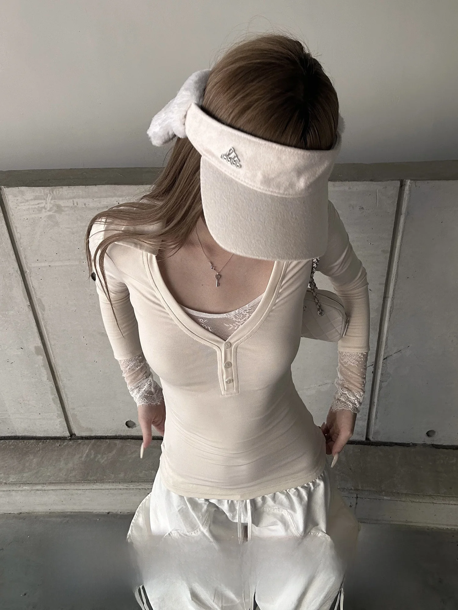 Rase Le Sol Cloud Dream Catcher Lace Patchwork Slim Fit Long Sleeve T-Shirt Women's Fashion Sexy Style Rcelle Fabric Long Sleeve