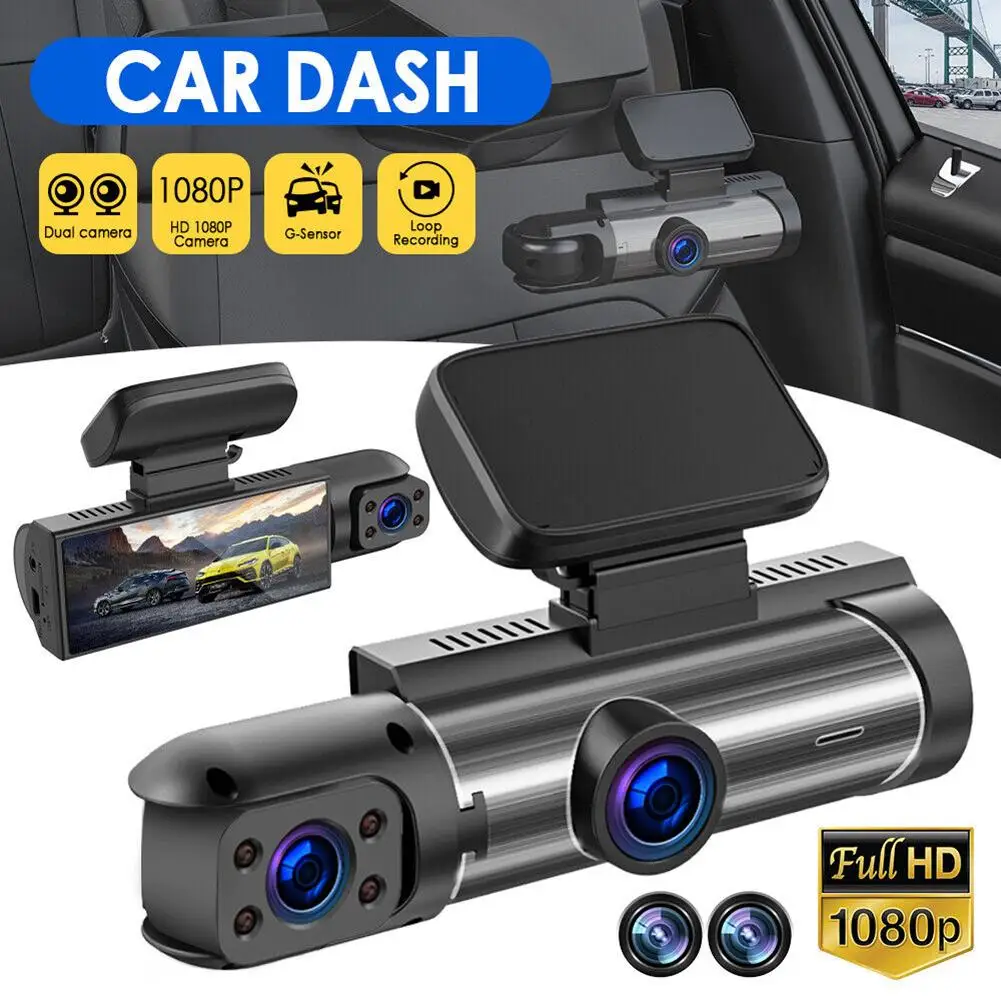 Dash Cam 3.16-inch Dual-lens Driving Recorder Front Inside Camera G-sensor Hd Night Vision Wide-angle Car Dvr