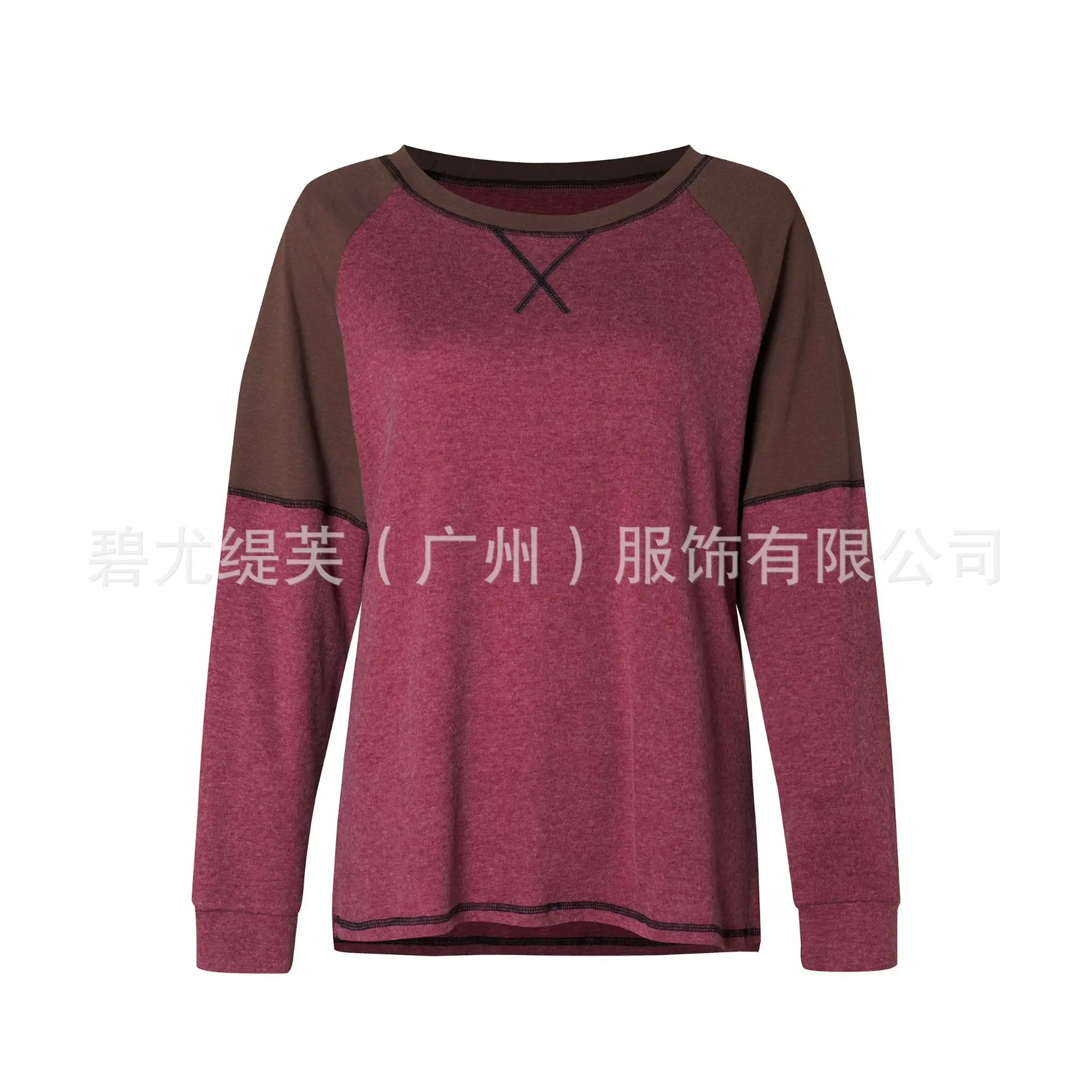 Summer T Shirt Women Long Sleeve Splicing Round Collar T-shirt Leisure Loose Woman Female Tee Tshirts Dropshipping BYT202097