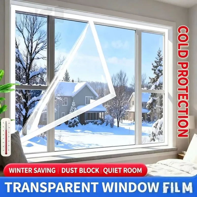Easy Install Clear Window Insulation Film Self Stick Wind Proof Thermal Insulate Film Anti Cold Heat Loss Window Film for House