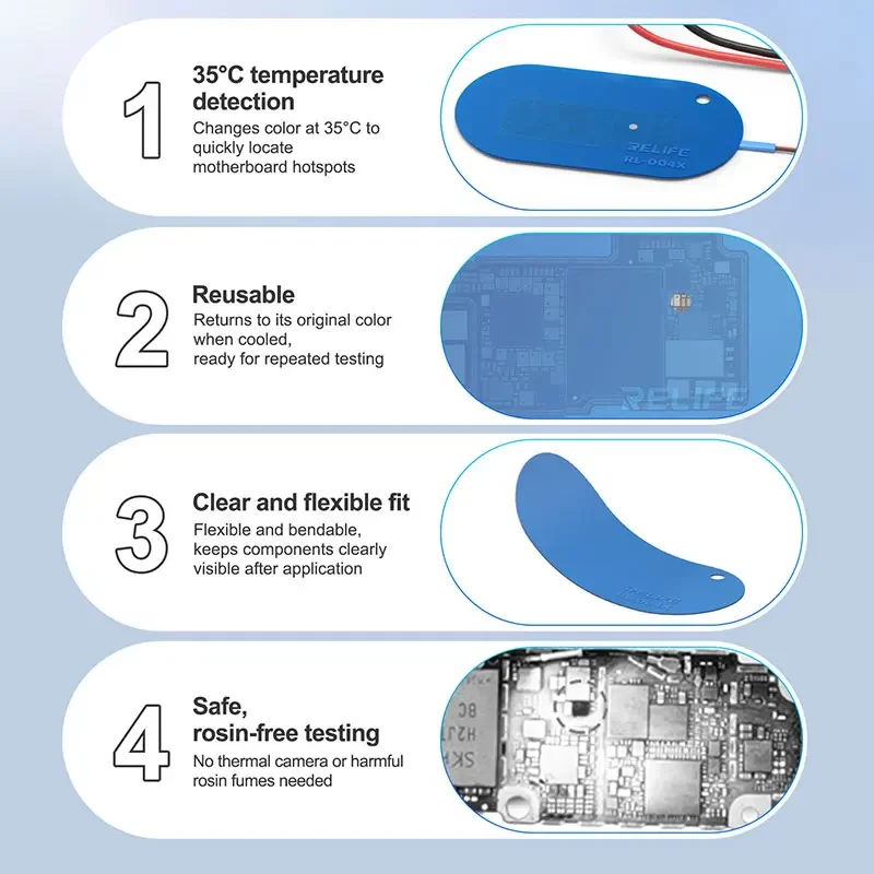 RELIFE RL-004X Motherboard Short Circuit Detection Film 35°C Temperature Detection For Phone Motherboard Repair