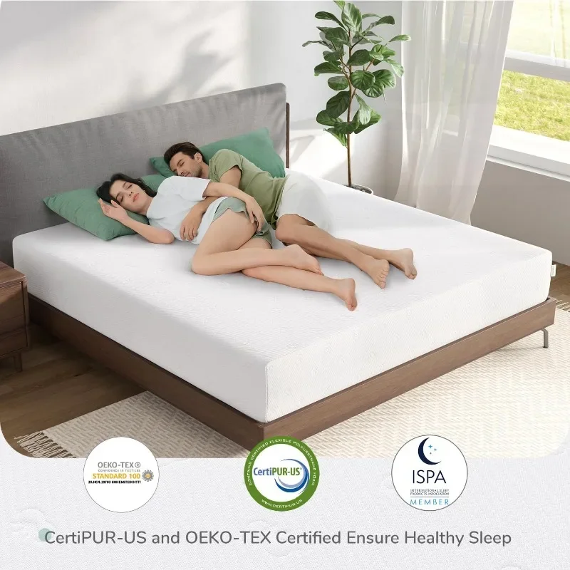 King Size Memory Foam Mattress with Comfort Foam for Pressure Relief & Cool Fresh Sleep,Removable Washable Mattress Cover