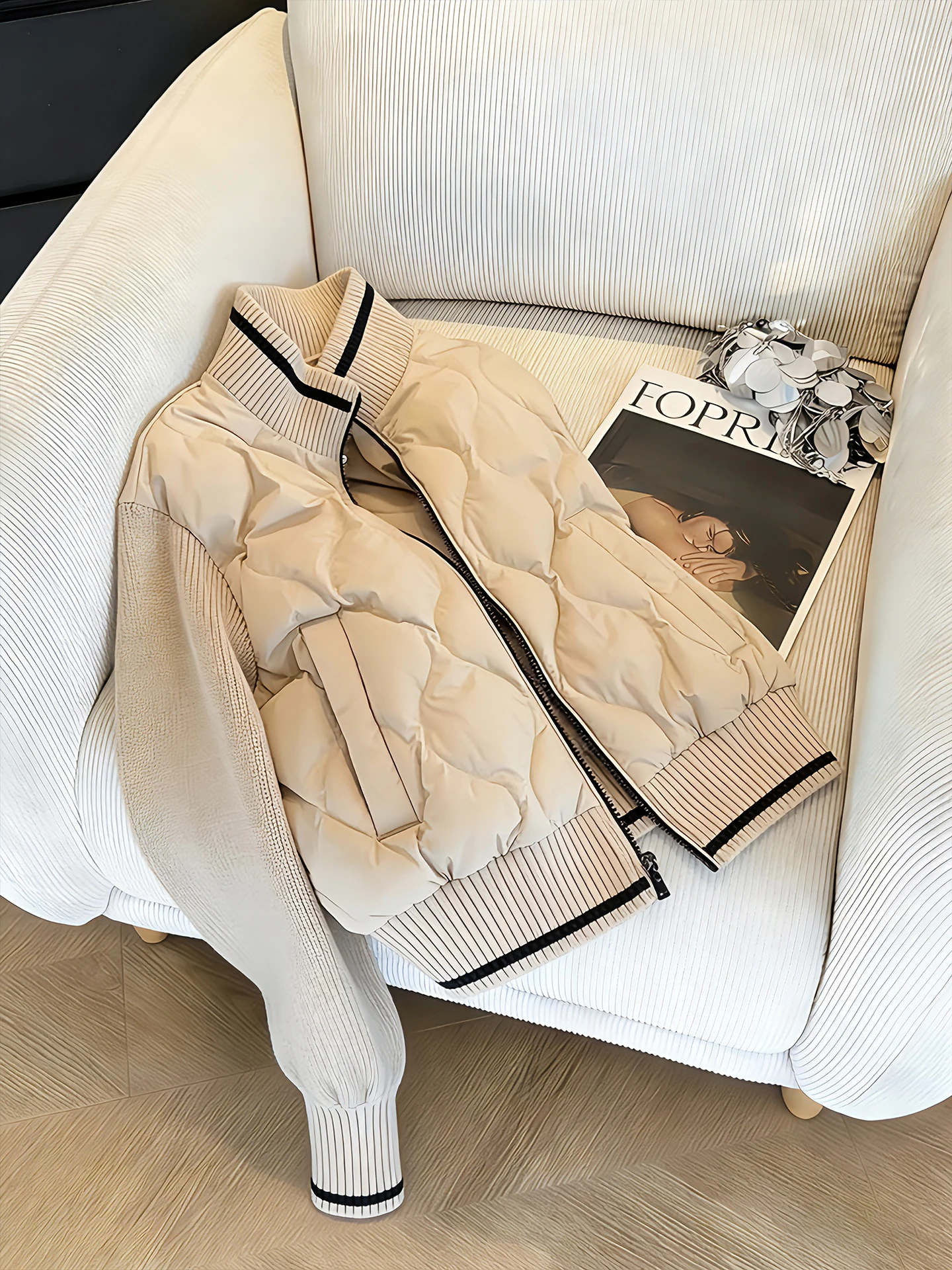 

Ретро американский вязаный лоскутный воротник-стойка, хлопковая куртка, мужская осенне-зимняя утягивающая теплая модная хлопковая одежда