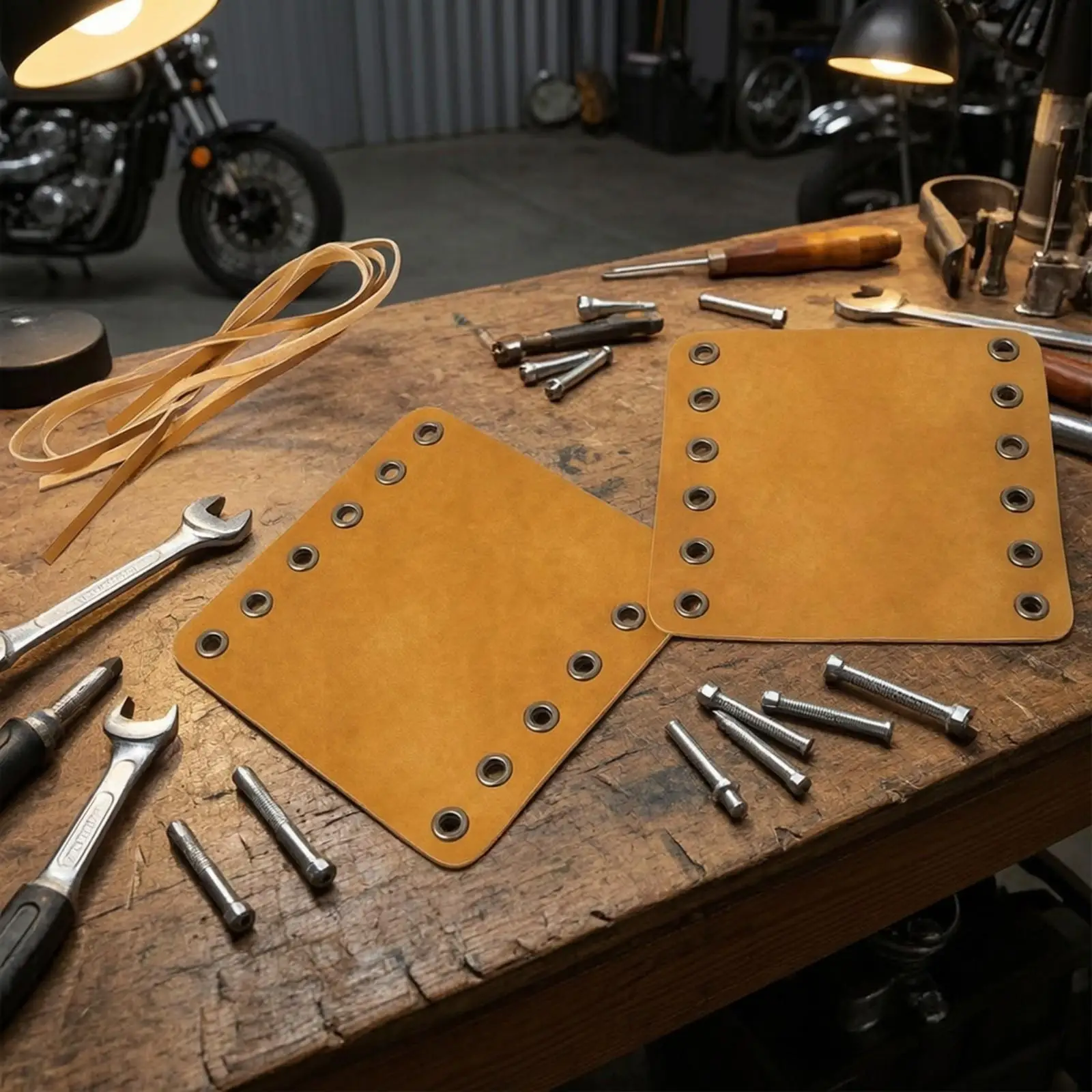 Leather Motorcycle Handlebar Cover with Lacing Strips for 22mm 25mm Tube Custom Retro Bike Styling