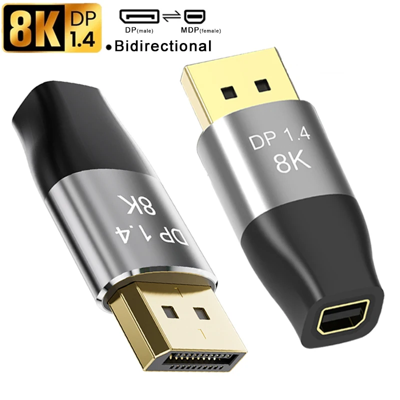 8k DP1.4 Adapter Coupler converter 8K@60Hz 4K@144Hz Bi-Directional DP to Mini DP Extender for Mac Cinema Display HDTV TV box