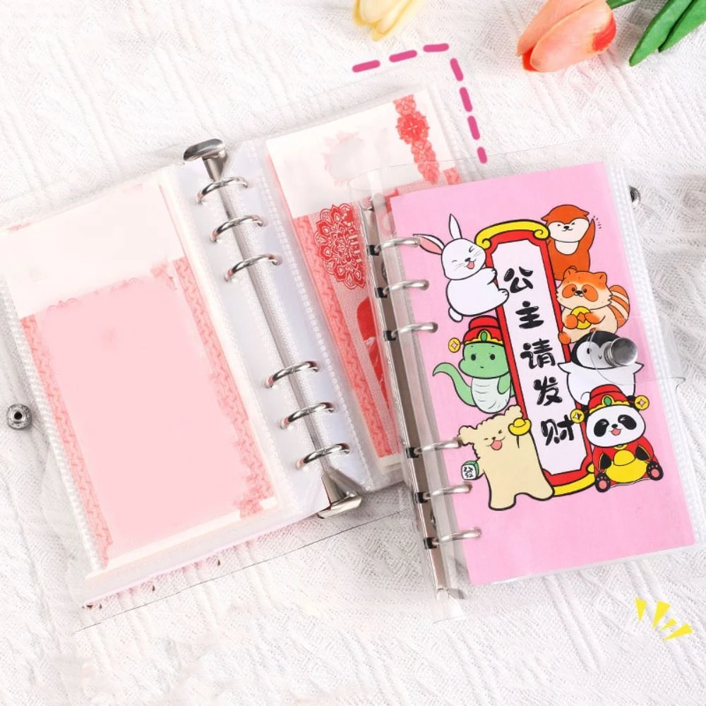 Budget Planner A6 Saving Money Binder Cartoon PVC Budget Binder Refillable Portable Account Book New Year's Gift