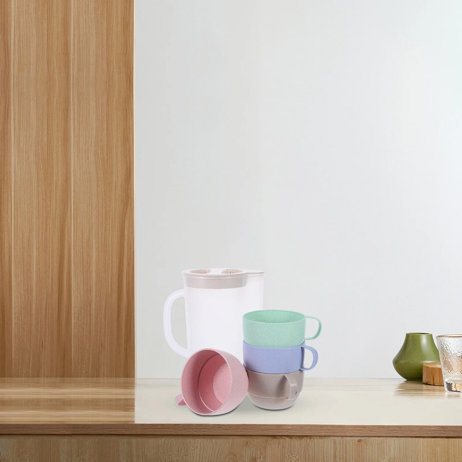 

1Set Clear Water Pitcher Set with 4 Tumblers Unbreakable Plastic Jug for Cold Drinks Iced Tea Lemonade Juice Camping Outdoor