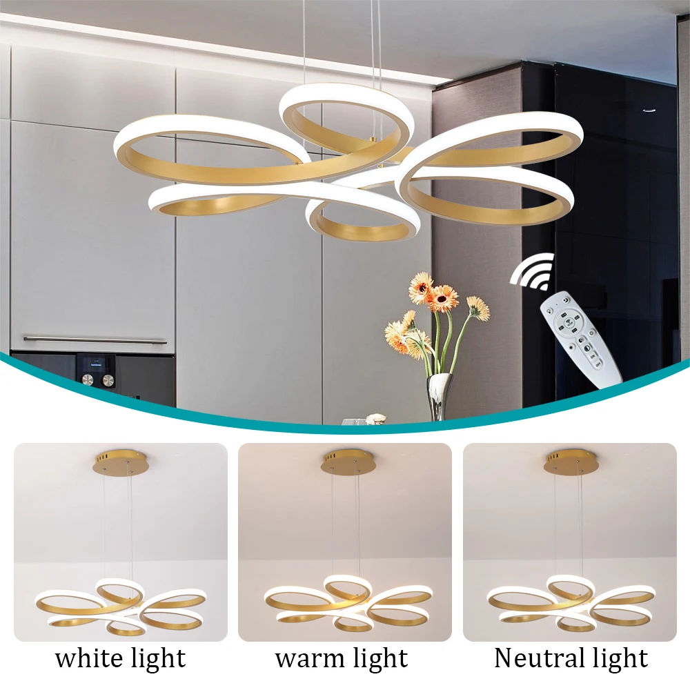 

Modern Pendant Lights Living Room Bedroom Iron Ceiling Lamp With Remote Control Indoor Lighting Fixture for Restaurant Luminaire