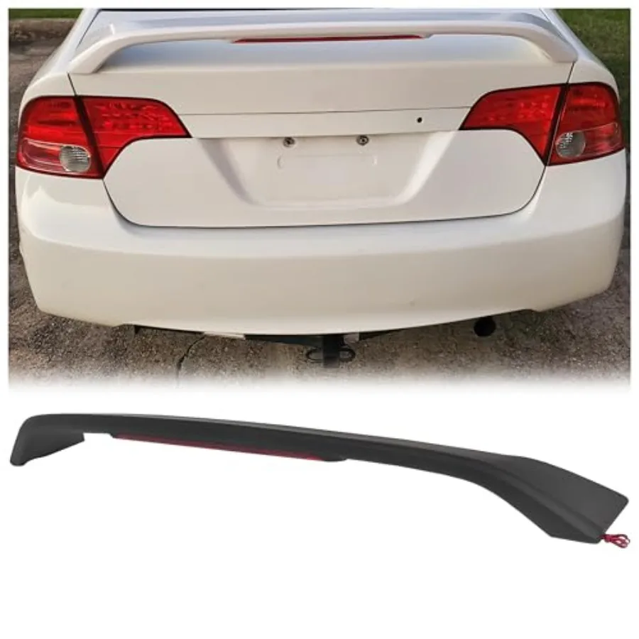 

Rear Trunk Spoiler Wing Compatible with 2013-2015 Honda Civic 4DR SI Sedan w/LED Brake Light Lamp Painted