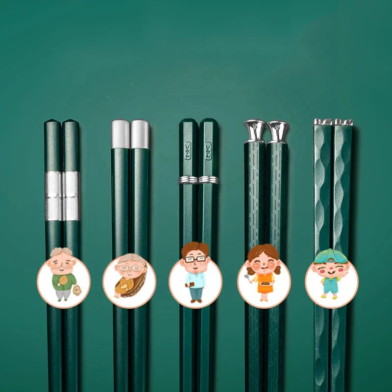 5 Pairs Korean Cooking Chopsticks Set Japanese Chopsticks Reusable Chinese For Eating Metal Stainless Steel Alloy Sushi Sticks