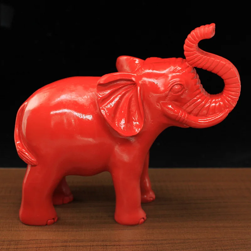 

Chinese office ornaments, red cinnabar, elephants, auspicious elephants, housewarming living room entrance