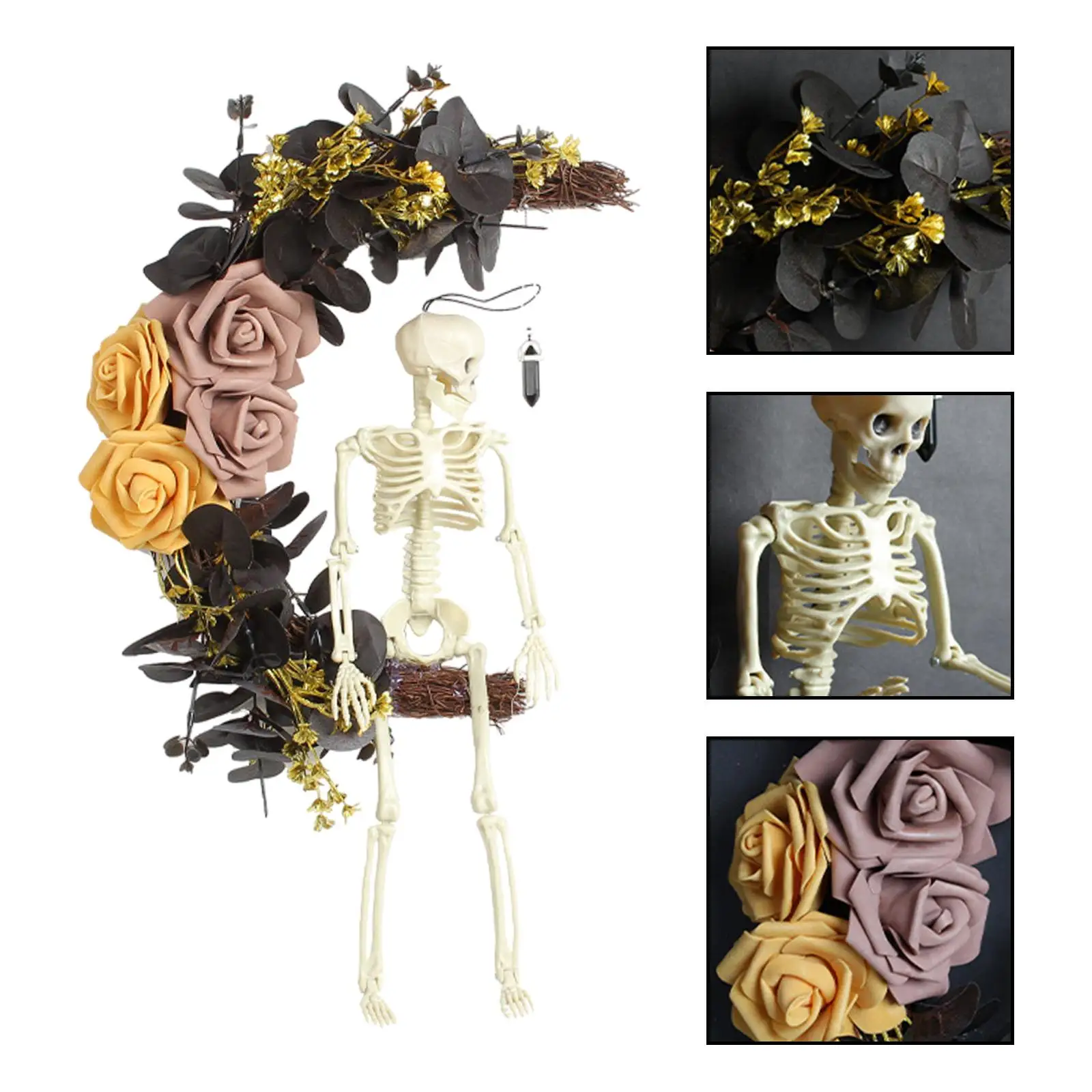 

Хэллоуин Скелет Венок Входная Дверь Фермерский Дом Искусственный Цветочный Венок