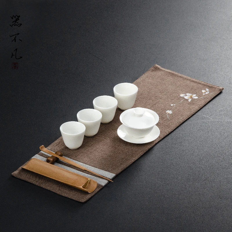 

New Chinese Hand-Painted Small Tea Mat Linen Cloth Zen Fabrics Table Tray Ceremony Dry Pour Towel Runner