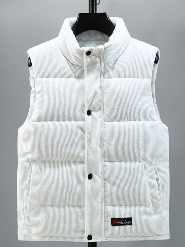 Autumn Winter Vest Men 2023 New Fashion Warm Cotton Padded Sleeveless Jacket Men Casual Stand Collar Solid Color Waistcoat