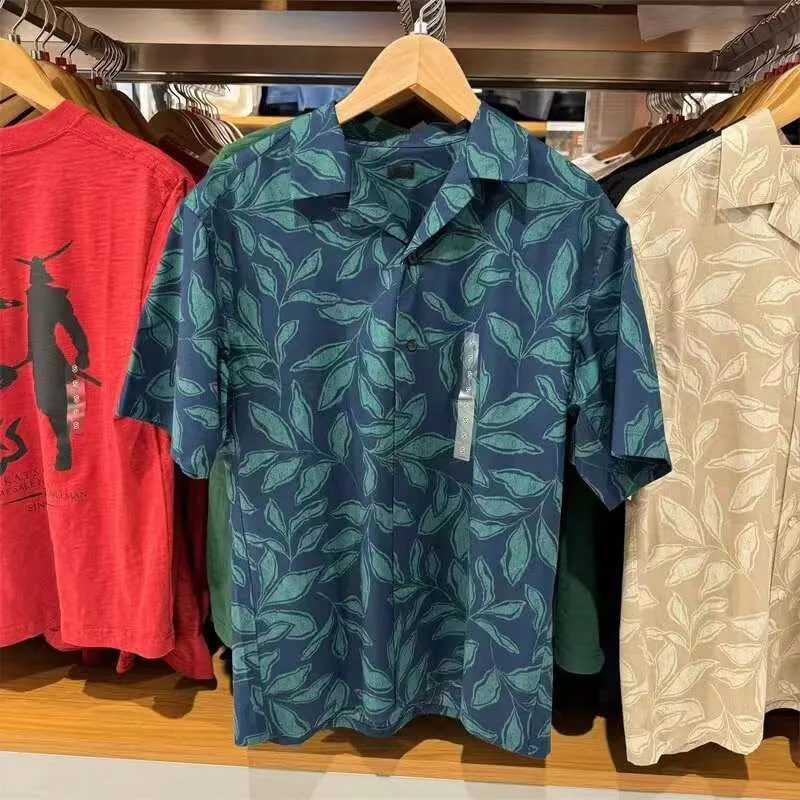 Camisa de manga corta para hombre, camisa con estampado de mezcla de algodón, Modal