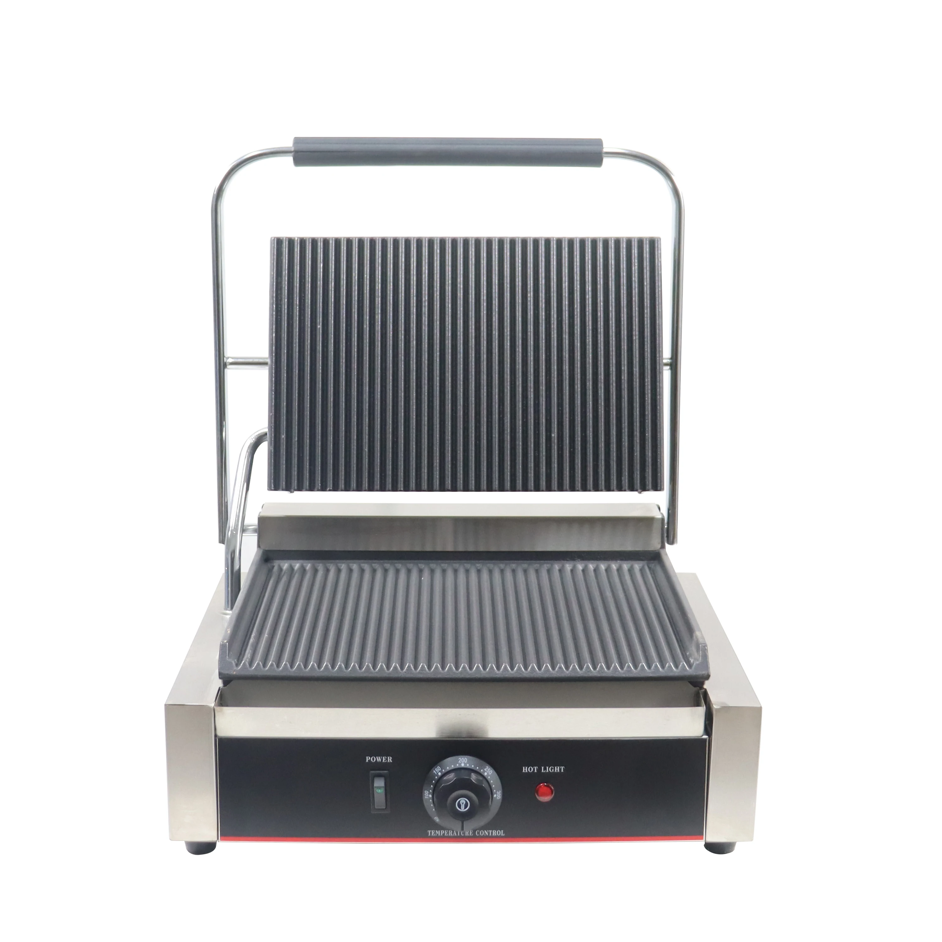 

2024 Single Head Panini Griller Sandwich Maker Hot Plates Contact Grill Commercial Griddle Machine With Factory Price