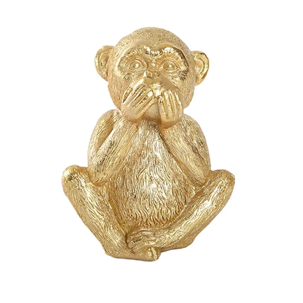 Handcrafted Resin Monkeys Statuette Hear See Speak No Evil Decorative Figurine for Shelf Desk Home Decor