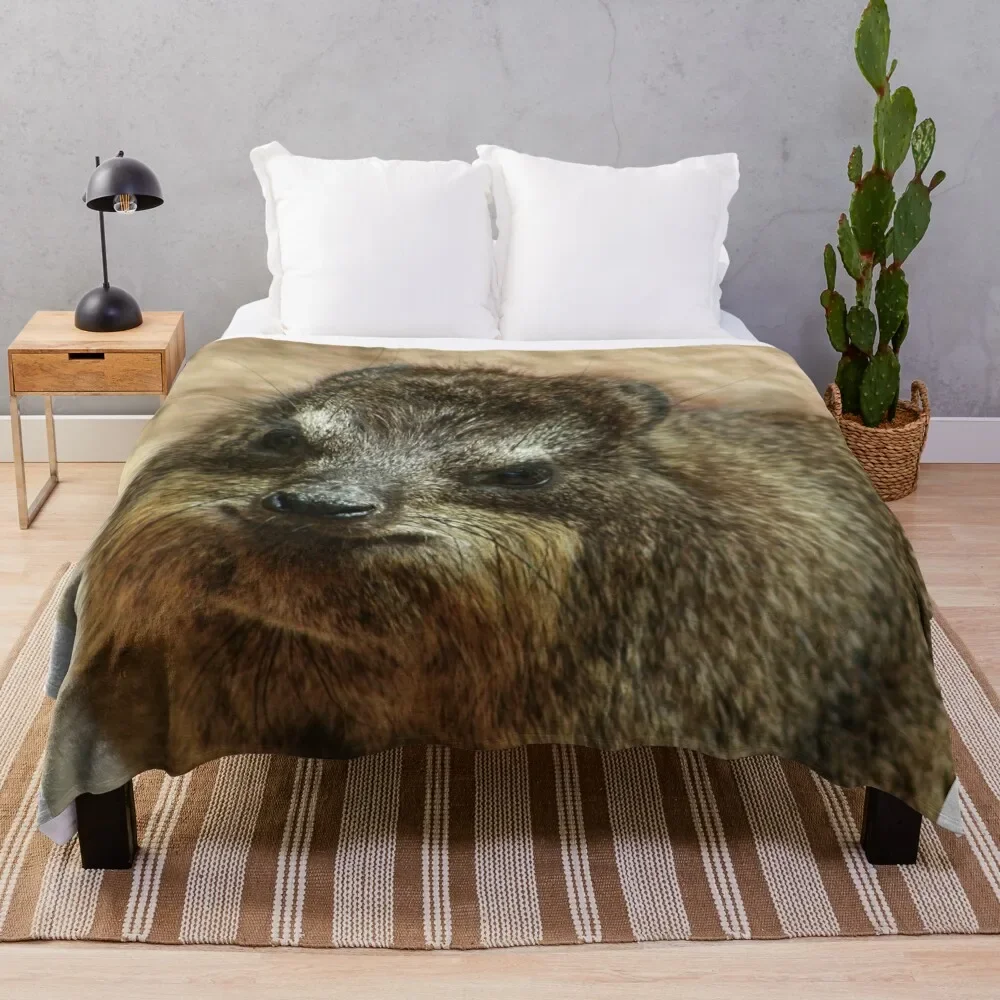 Close up of rock hyrax Throw Blanket Comforter Sofa Quilt Decoratives cosplay anime Blankets