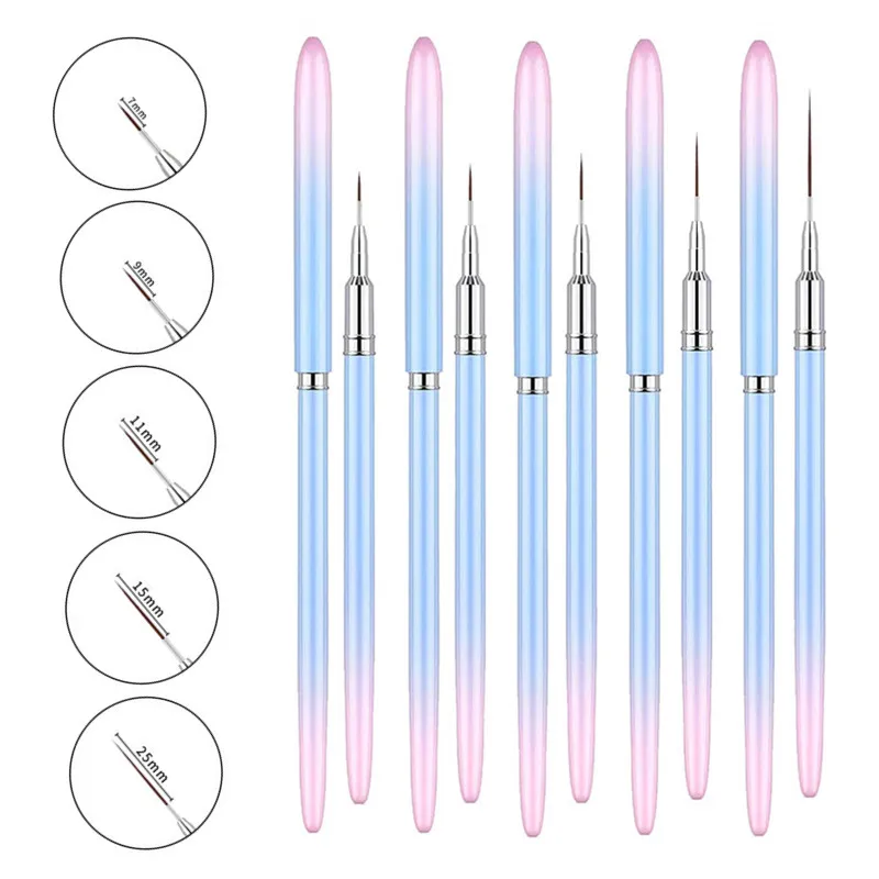 Pinceles de delineador de uñas de Gel, pincel de pintura de esmalte de uñas, pincel de diseño de Arte de uñas, juego de bolígrafos de dibujo para Gel, Rosa