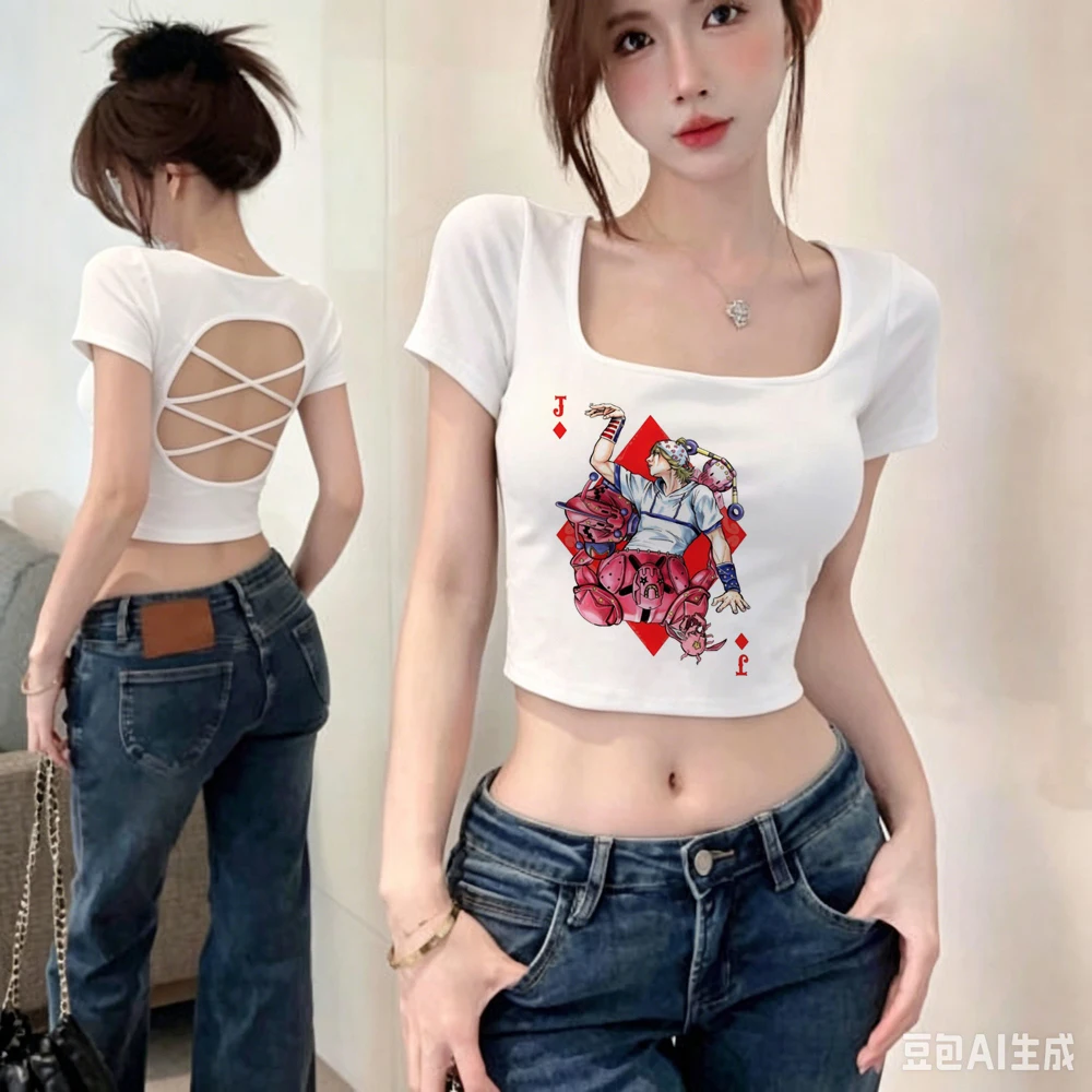 Steel Ball Run cropped top teen alternative  emo 2000s tshirt party manga graphic cutecore emo