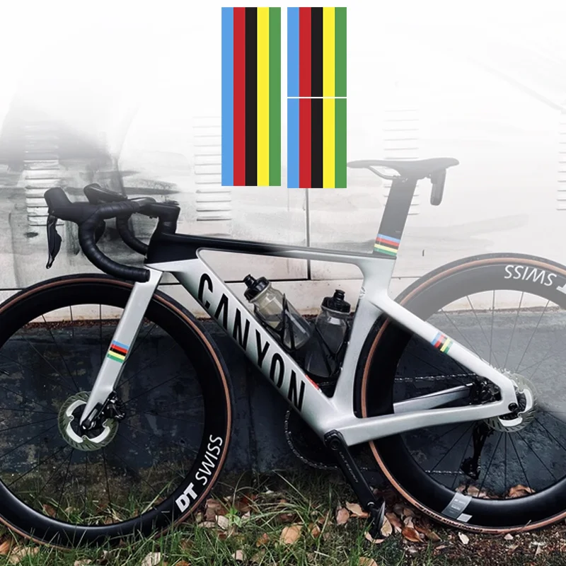 3pcs Champions Rainbow Stripe Road Bicycle Frame Stickers Top Tube Waterproof DIY Decoration MTB Bike Fork Durable Vinyl Decals
