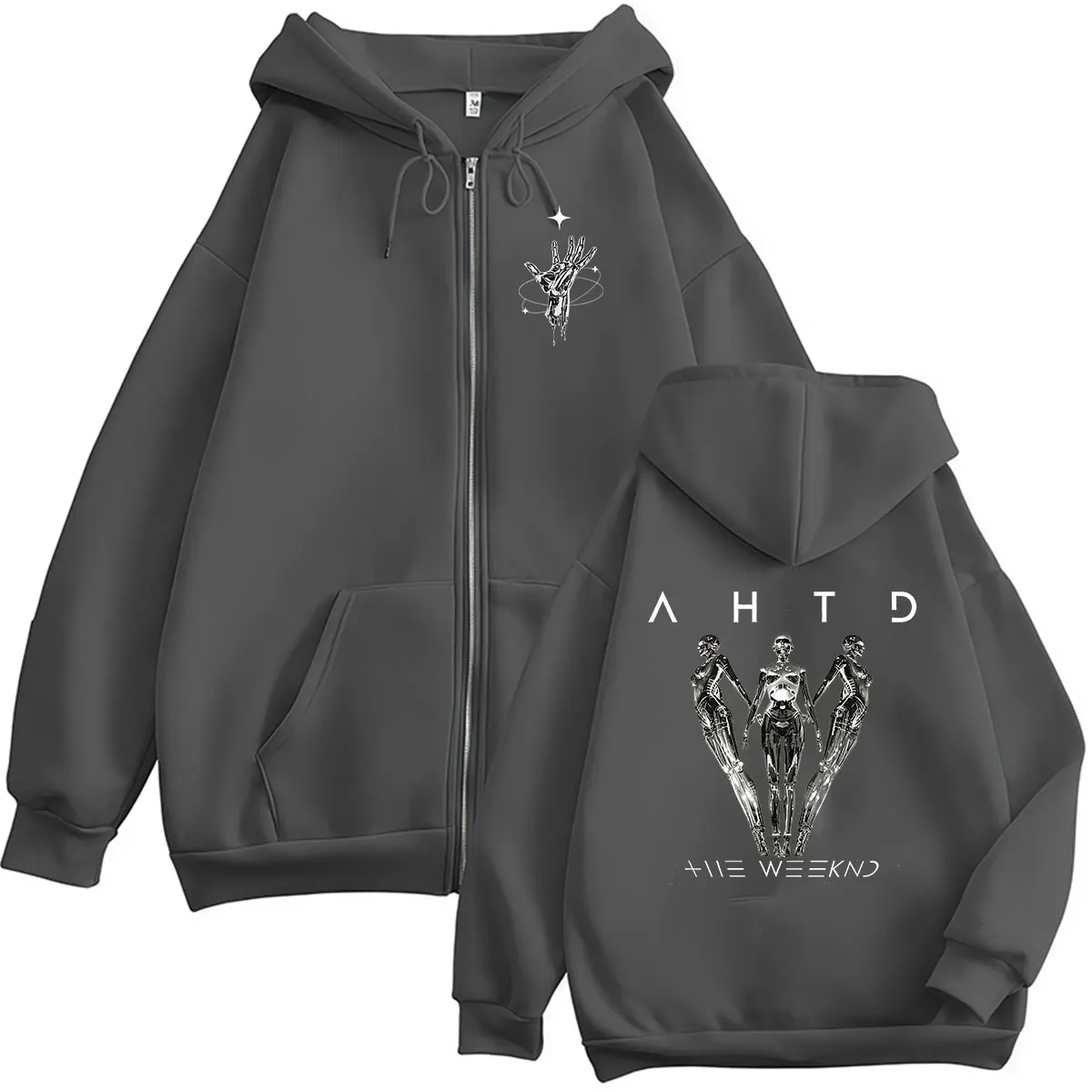 The Weeknd After Hours Til Dawn Tour 2026 Reißverschluss-Hoodie für Herren und Damen, Fleece, modisch, Retro, langärmelig, übergroße Mäntel, Sweatshirt – Detail 5