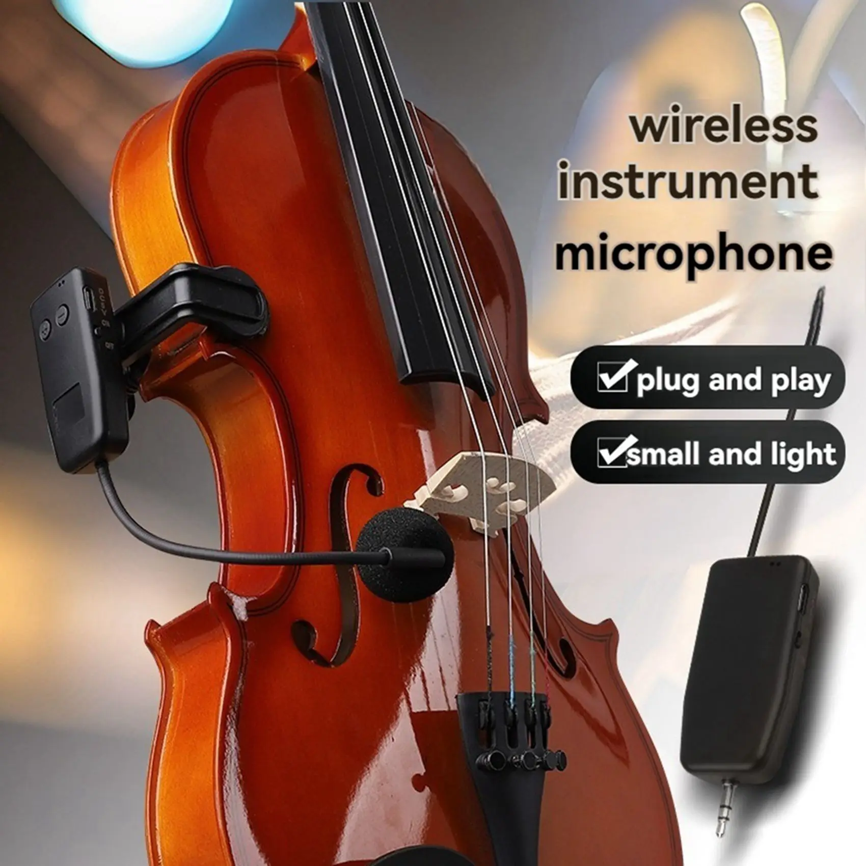 HLES Violin Wireless Microphone Musical Instrument Microphone Stage Performance Audio Receiver and Transmitter Short Clip