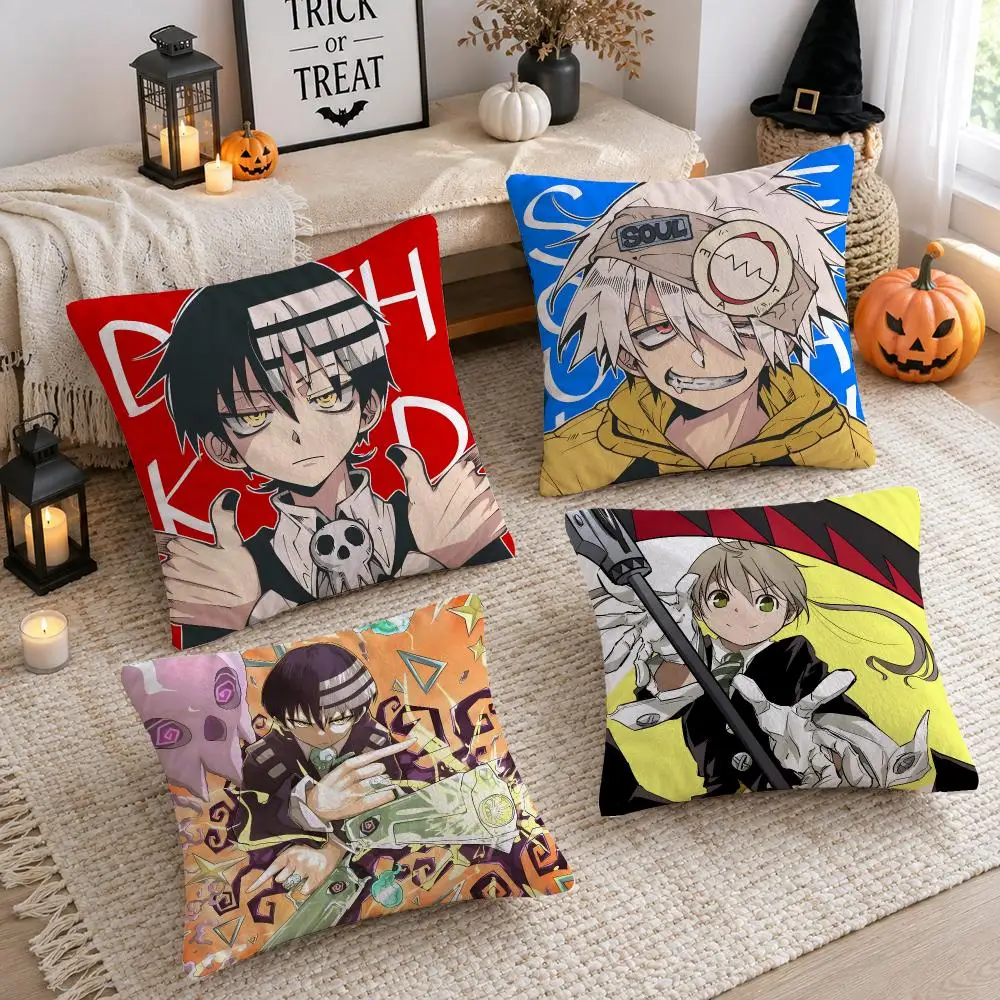 Japanese Anime S-Soul Eater Cushion Cover Plush Decorative Pillow Case With Hidden Zipper Cutecore Room Decor For Home