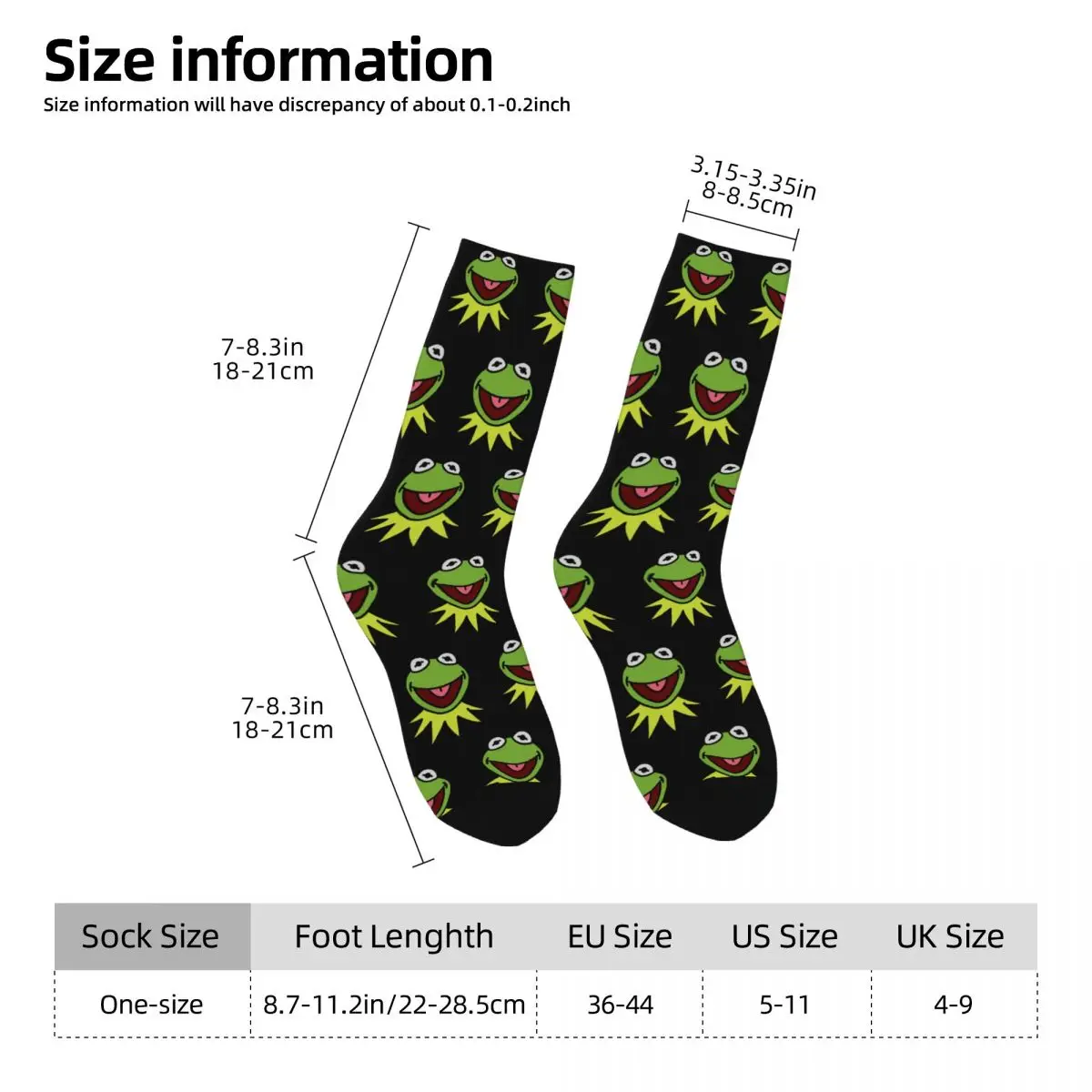 Kermit The Frog Socks Harajuku Sweat Absorbing Stockings All Season Long Socks Accessories for Man's Woman's Christmas Gifts