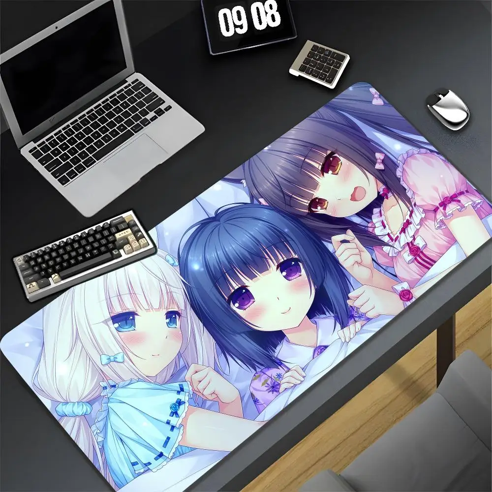 N-NekoparaS Anime cute Mouse Pad XXL Gamer Gaming PC Computer Otaku Locking Edge DIY Customized Photo Laptop Notebook Desk Mat