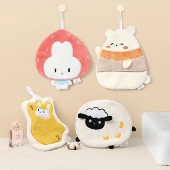 걸이식 만화 3 차원 더블 레이어 핸드 타올, 빠른 흡수성 주방 와이퍼 천, 두꺼운 산호 플리스 핸드 타올