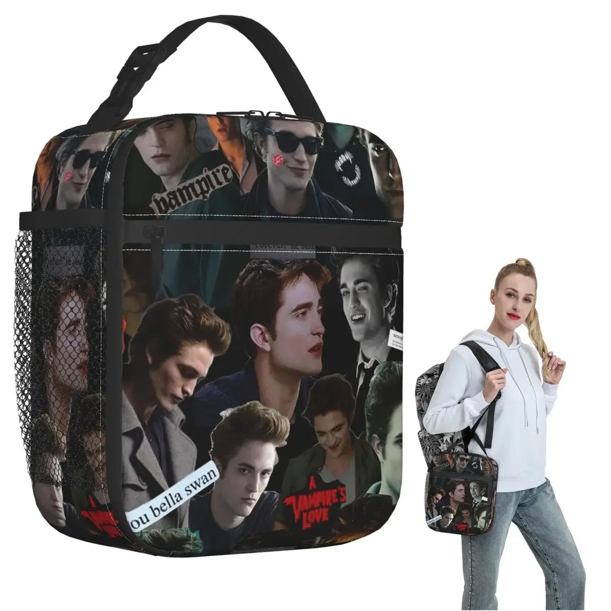 Edward Cullen Twilight Insulated Lunch Bag for Women Kids Leakproof Food Boxes Thermal Lunch Box Tote