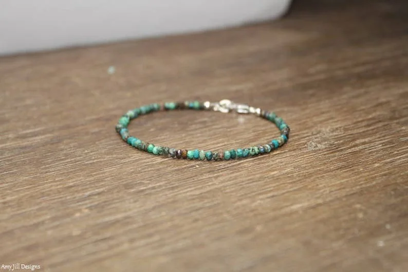 Chrysocolla Bracelet, Beaded, Stacking, Chrysocolla Jewelry, Gemstone Jewelry