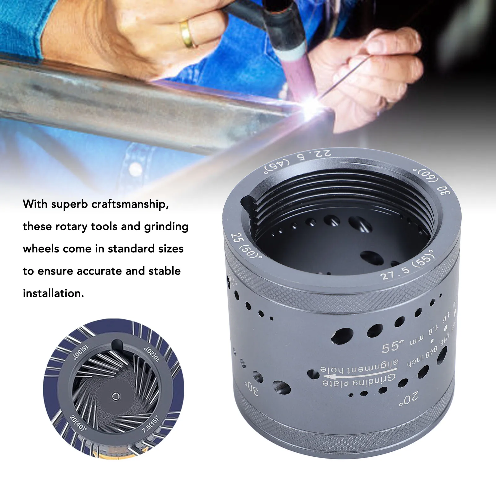 TIG Welding Tool Sharpener Multi-Angle 6-Cutting-Groove 48-Hole Tungsten Electrode Grinder