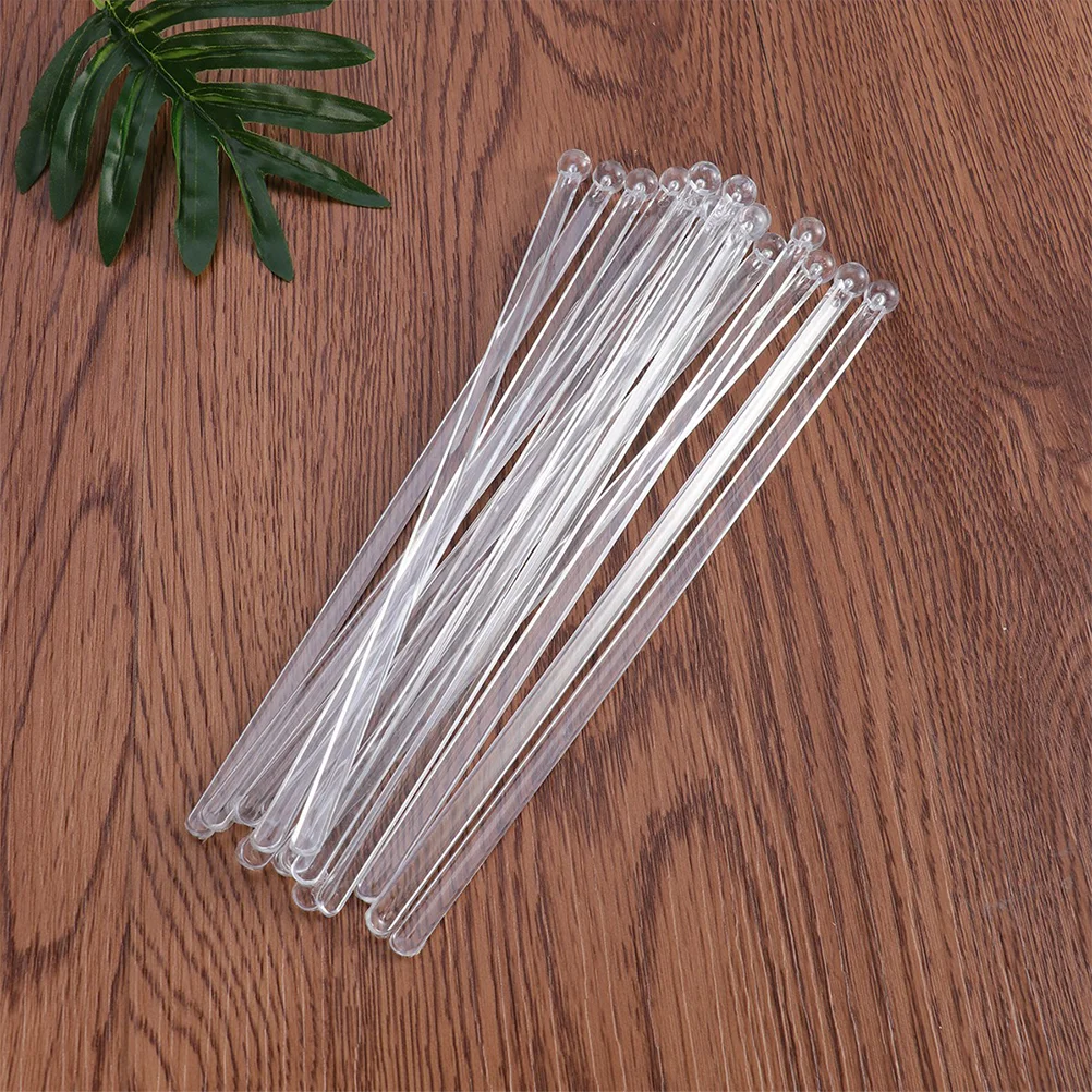 200pcs Cocktail Stirring Mixing Sticks Transparent Round Head Drink Bar Muddler Plastic Stirrer Swizzle Stick